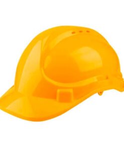 CASCO DE SEGURIDAD COLOR AMARILLO. 8 PUNTOS DE SUSPENSION. AJUSTABLE. CARCASA DE PE CON RESPIRADEROS