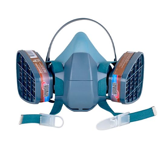 RESPIRADOR MASCARILLA FRONTAL DE SILICONA CON DOBLE FILTRO PURIFICADOR