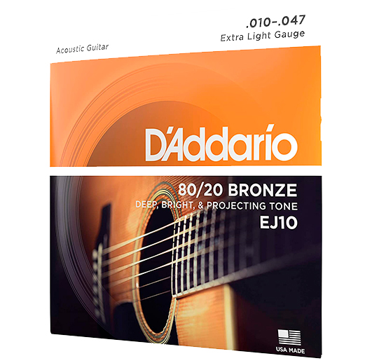 CUERDAS EJ10 D'ADDARIO PARA GUITARRA ACÚSTICA