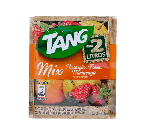 BEBIDA INSTANTÁNEA EN POLVO TANG 20 GR NARANJA FRESA MARACUYA
