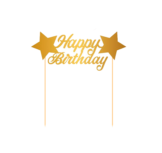 TOPPER CAKE HAPPY BIRTHDAY CON 2 ESTRELLA 2 PZAS