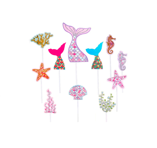 TOPPER CAKE SET SIRENA Y MAR 4 PZAS