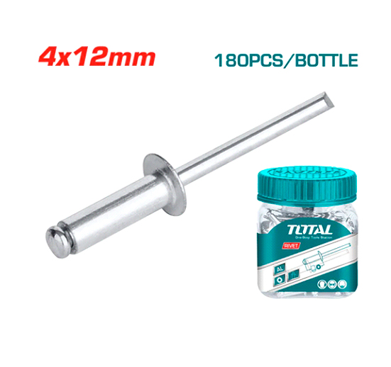 180/PZA REMACHE 4X12MM. DE EXTREMO ABIERTO . ALUMINIO