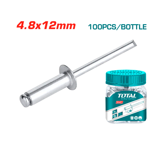 100/PZA REMACHE 4.8X12MM. DE EXTREMO ABIERTO . ALUMINIO