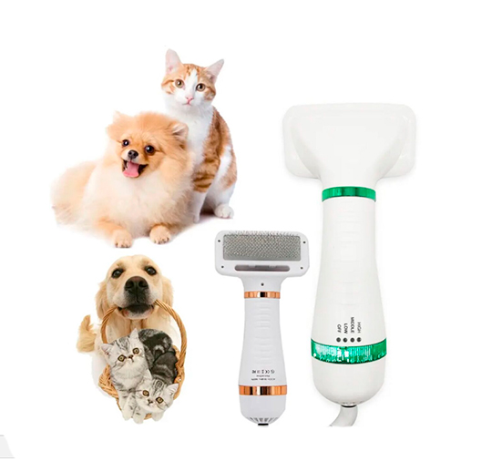 SECADOR DE PELO PARA MASCOTAS CON CEPILLO Y TEMPERATURA AJUSTABLE
