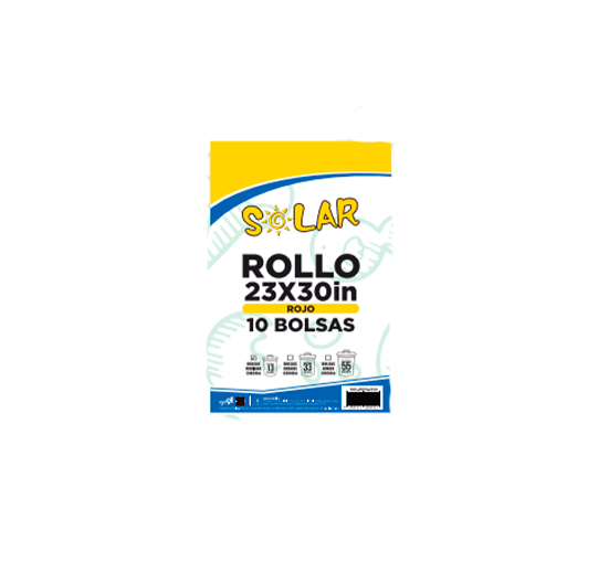 B. BASURA ROLLO 23X30IN ROJA ,SOLAR [100PQ/10U]