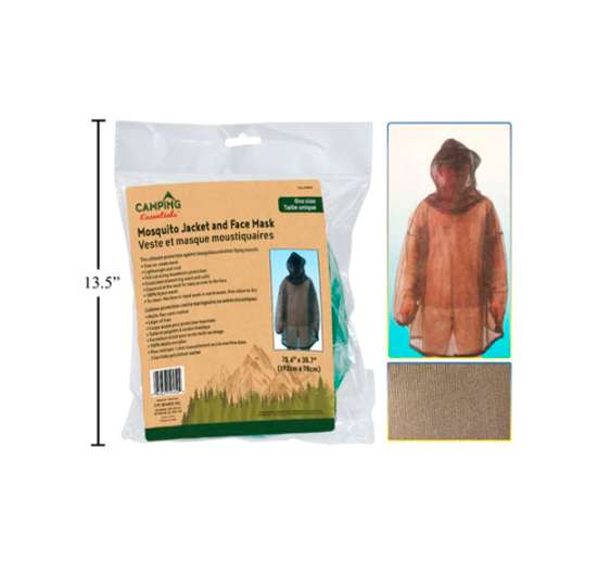Camping Protector Mosquito Chaqueta Y Mascara Facial, 75.6"X30.7"
