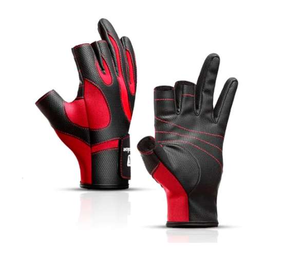 Guantes Para Pesca Antideslizantes Rojos.