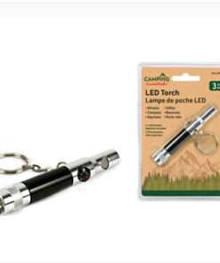 ANTORCHA LED 3 EN 1 PARA ACAMPAR CON SILBATO, BRÚJULA Y LLAVERO