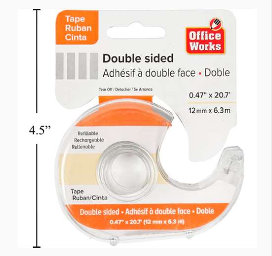 CINTA DE DOBLE CARA, 12 MM X 6,3 M