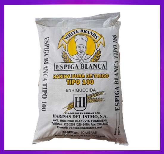 CONTENEDOR DE HARINA DE TRIGO TODO USO ESPIGA BLANCA - SACO 50LB  (22,68KG) 25TM X 20FT