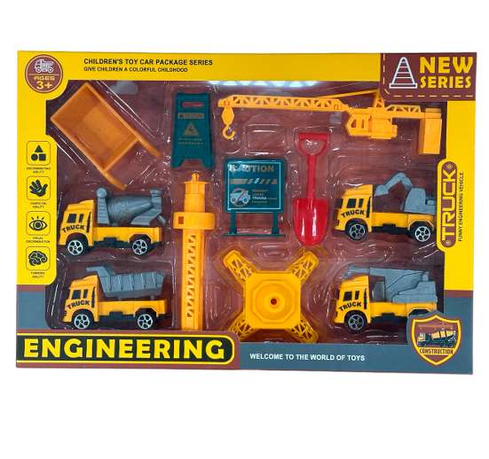 JUEGO DE CAMIÓN DE CONSTRUCCIÓN CON GRÚA Y VEHÍCULOS DE ALMACENAMIENTO DE INGENIERÍA PARA NIÑOS.
