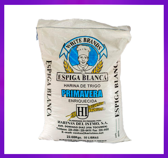 CONTENEDOR HARINA DE TRIGO PRIMAVERA DURA  ENRIQUECIDA  ESPIGA BLANCA - SACO 50LB