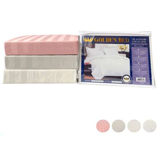 JUEGO DE SABANA UNICOLOR 650 HILOS CON LINEAS VERTICALES KING