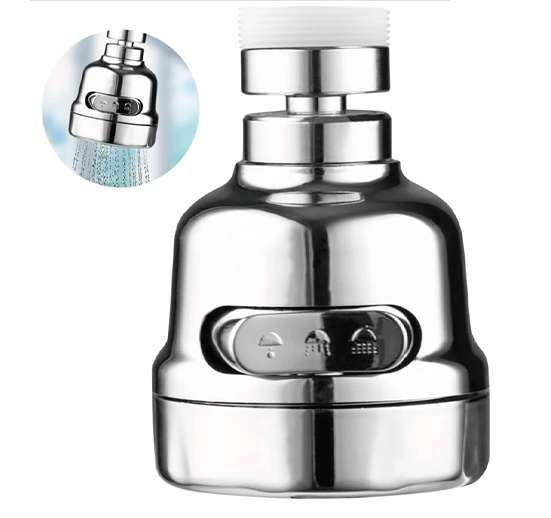 BOQUILLA PARA GRIFO DE ROTACIÓN DE 360º CON 3 MODOS DE PULVERIZACIÓN.