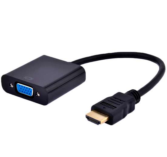 ADAPTADOR DE HDMI MACHO A VGA HEMBRA, 1 SOLO SENTIDO NEGRO