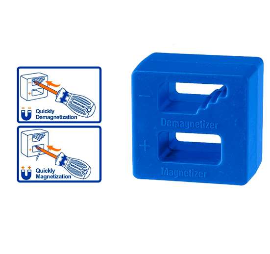 IMANTADOR Y DESIMANTADOR DE DESTORNILLADORES TAMAÑO: 50*50*28MM MATERIAL: PLÁSTICO ABS IMÁN POTENTE MAGNETIZADOR.