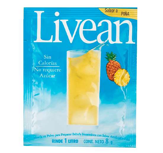 BEBIDA LIVEAN EN POLVO SABOR PIÑA SIN AZUCAR 8G