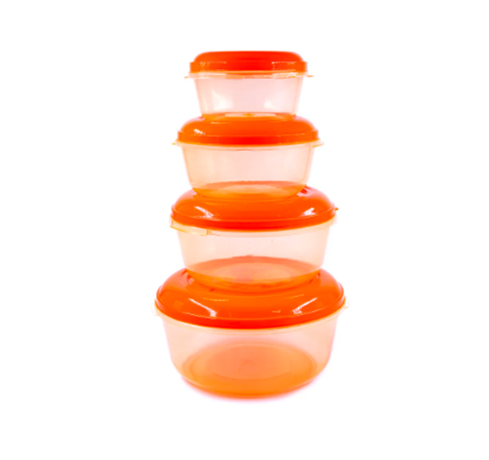 ENVASES PLÁSTICO CON TAPA 4 PIEZAS - SURTIDO