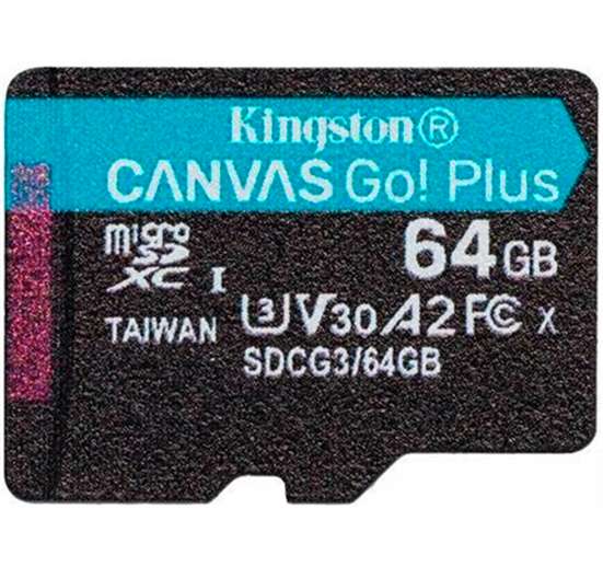 KINGSTON CANVAS GO - MEMORIA MICROSD, 64GB, CLASE 10, A2