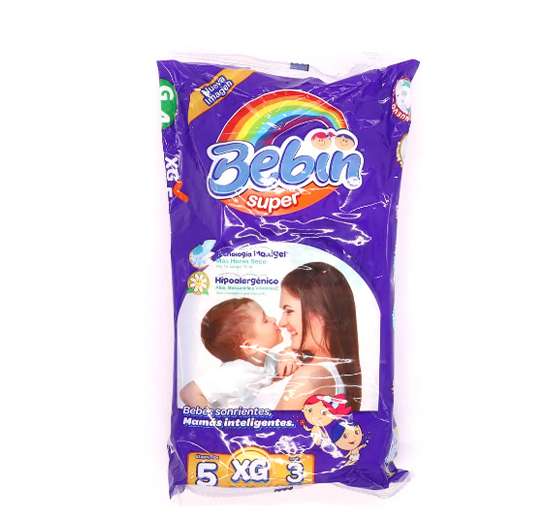 PAÑALES DESECHABLES BEBIN TALLA XG 3 PIEZAS