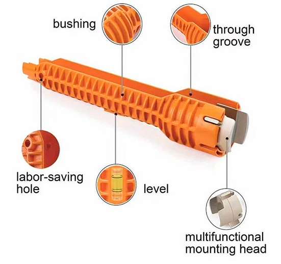 LLAVE PLOMERO PARA GRIFERIA MULTIFUNCIONAL PARA GIRAR TUERCAS Y TUBERIAS DE DIFICIL ACCESO PARA TUBOS DE ABASTO Y FREGADORES