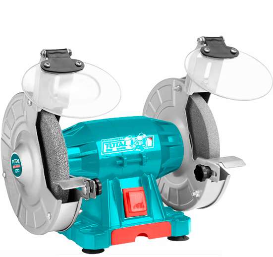 ESMERIL DE BANCO DE 110-120V~60HZ. POTENCIA 150W. VELOCIDAD MAX. 3450 RPM. RUEDA 150 MM ( 6" ).