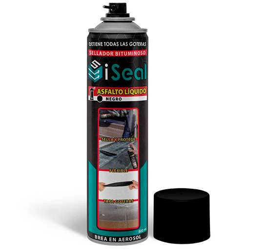 ISEAL NEGRO SELLADOR BITUMINOSO EN SPRAY 500ML. PERMANECE FLEXIBLE EN EL TIEMPO.