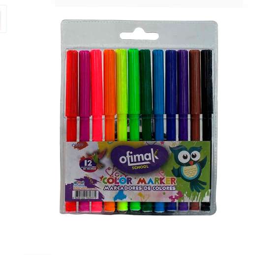 Caja De 12 Marcadores De Agua Para Colorear, Marca Ofimak