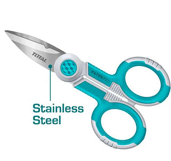 TIJERA DE ELECTRICISTA DE 145 MM (5-1/2") DE ACERO INOXIDABLE. ANCHO DE LA HOJILLA: 3.0MM.