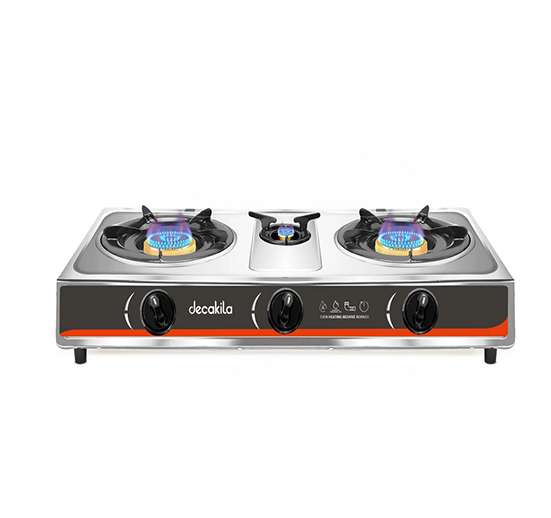 ESTUFA A GAS PORTÁTIL DE TRES QUEMADORES. 2.7 KW + 0.7 KW + 2.7 KW CALENTAMIENTO UNIFORME. ENCENDIDO AUTOMÁTICO.