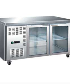 Mesa Refrigerador Industrial Acero Inox 2 Puerta Vidrio +2~+8℃ 1360*700*850 Mm Ventilación Interna