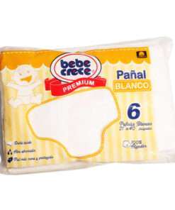 PAÑALES DE TELA BEBE CRECE BLANCO 6 PIEZAS