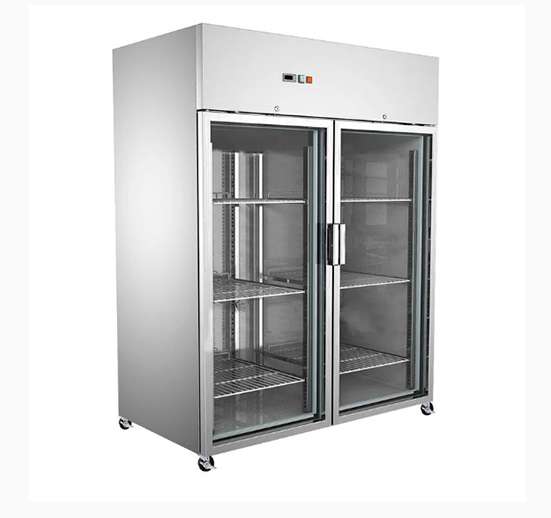 Refrigerador Industrial Acero Inox 2 Puertas Vidrio +2~+8℃ 1480*830*2010 Mm Ventilación Interna.